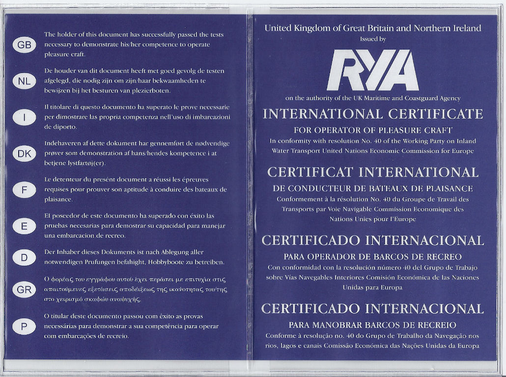 international yachting license